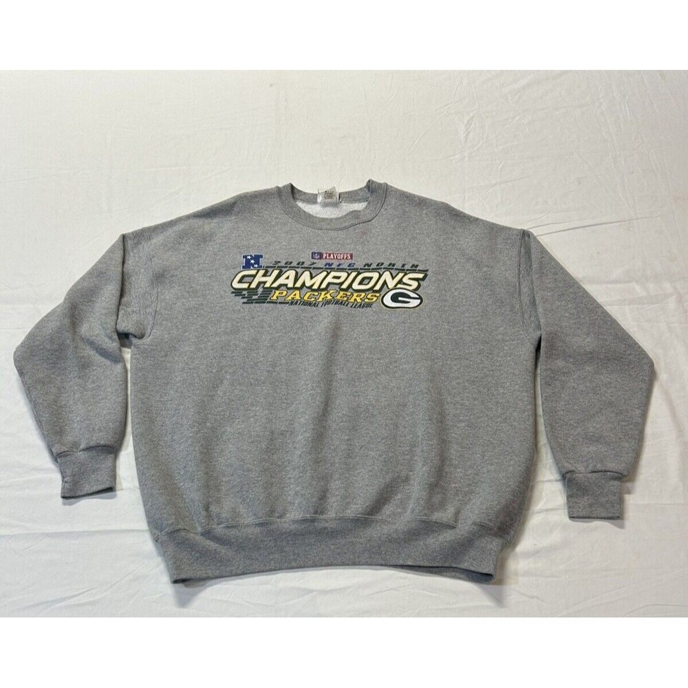 2007 NFC North Champions Green Bay Packers Sweat Shirt Gray 2XL P1